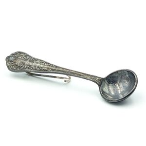 Antique Victorian sterling silver salt spoon brooch pin